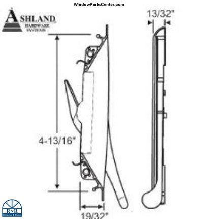 Part Number: BB120005,  C-6200-19, P-6200-25A.   Ashland Hardware Systems Casement Window Lock Handle and Escutcheon Bezel -Biltbest Window lock