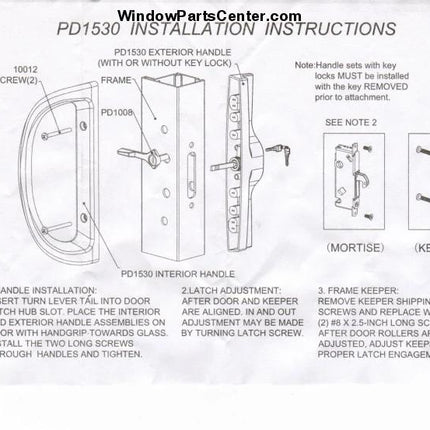 C1024 - Pd1530 Vinyl Patio Door Handle Set