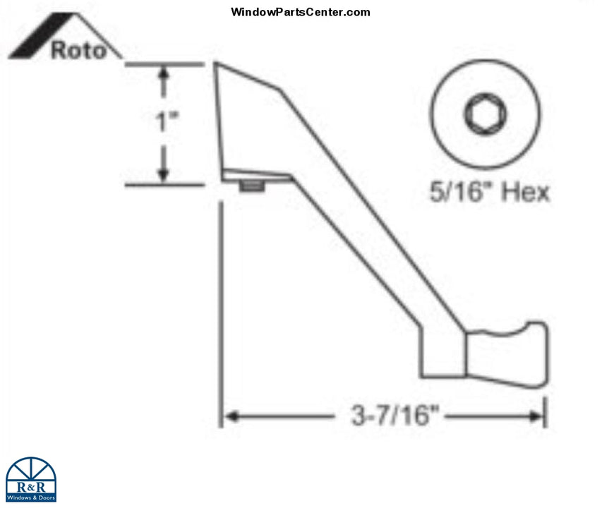 C2003 Roto Interlock Non Folding Handle 5/16 Inch Hex Casement Awning ...