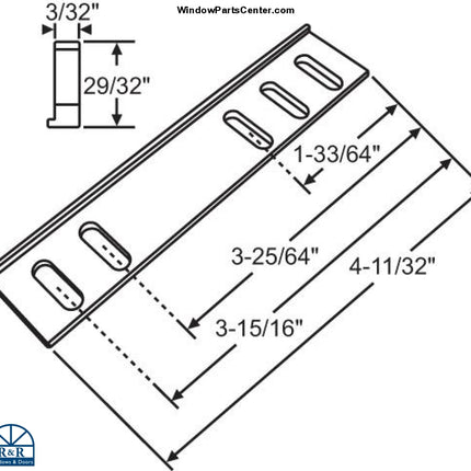 C2012 Bottom Spacer For Operator 3/32 Thick 2.5Mm Casement Window Parts