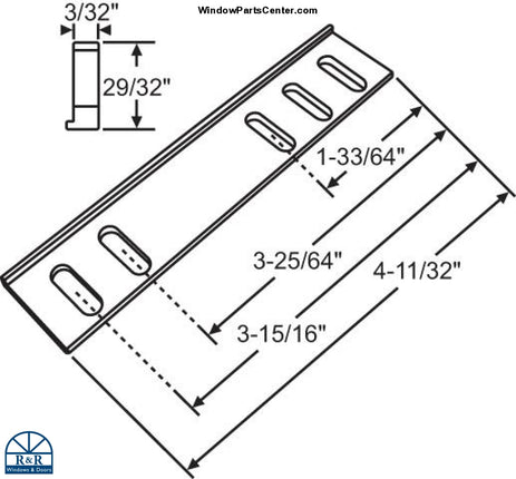 C2012 Bottom Spacer For Operator 3/32 Thick 2.5Mm Casement Window Parts