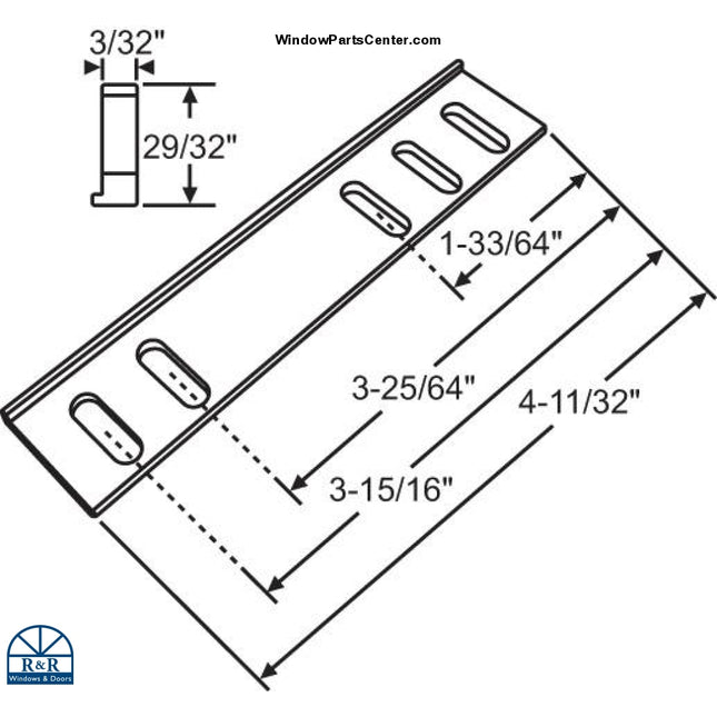 C2012 Bottom Spacer For Operator 3/32 Thick 2.5Mm Casement Window Parts