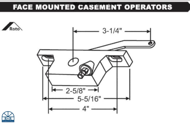 Window Face Mount Operator Roto. Known part numbers: 57020; 36-333SP; G2-OSCP-02; G2-OSCP-02; G2-OSCP-O2; G2-0SCP-02; G2-STRKR-*11