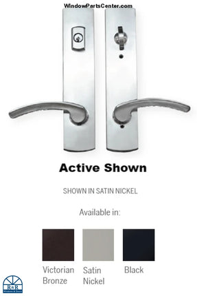 D303 W&F Trilennium multipoint 6 Inch CTC Replacement Handle Set. Known W&F old handle set Pat No. 4,671,089 stamped on back of trim plate. Current Product U.S. Pat No: 5,857,291; 6,491,326; 7,753,418; 8,182,002. Current Product Canada Pat. No: 2,562,430; 2,605,002