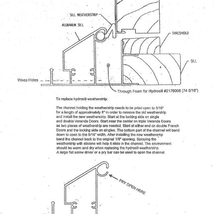SP15489 - Swinging Patio Door Hydrosill Weather Strip