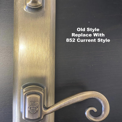 852 - W&F Handle Set 6" Center to Center Bore (Weather Shield Handle) Part Number 1200-2-1, 1200-1-1 Color Antique Brass