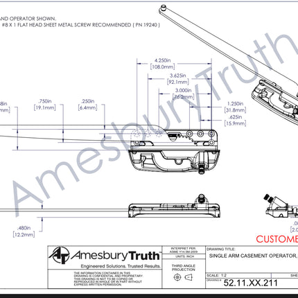 158 AmesburyTruth Casement Sill Mount Operator-Encore-Single Arm 52.11