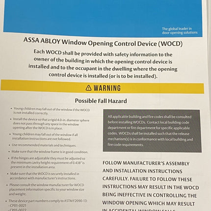 S1016 - Assa Abloy Casement Window Operating Control Devise Wocd