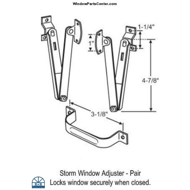 S1045 - Storm Window Adjuster Hinge With Pull Handle. No. 7-1314, All Glass Parts, Part Number #7-1817   