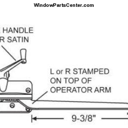 S1047 - Andsersen Window 400 Series Casement Sill Mounted Casement Operator 9 3/8" Known Part Number: S1047,  750-1360012, 750-1361088, 1361310, 1361308