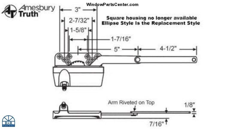S1048 Amesbury Truth Casement Dyad Operator Without Detach Clip Window Parts