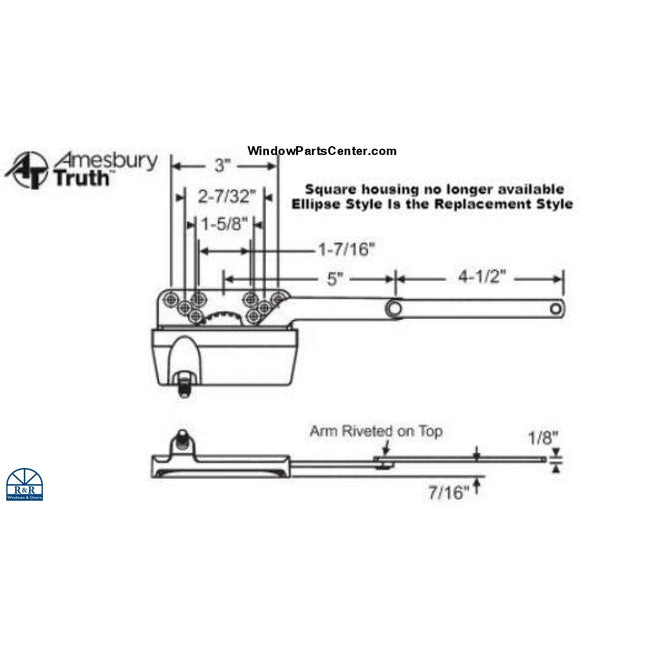 S1048 Amesbury Truth Casement Dyad Operator Without Detach Clip Window Parts