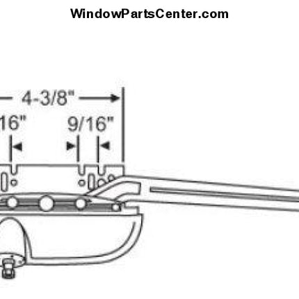 Known Part Number: 36-484AD, 36-484BEW, 36-484EW, 36-484WS1061 - Roto North America, Interlock, Made in New Zealand. 10 Inch Awning Operator Straight Arm 