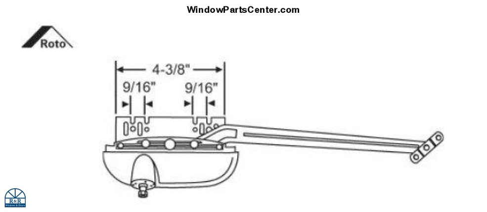 Known Part Number: 36-484AD, 36-484BEW, 36-484EW, 36-484WS1061 - Roto North America, Interlock, Made in New Zealand. 10 Inch Awning Operator Straight Arm 