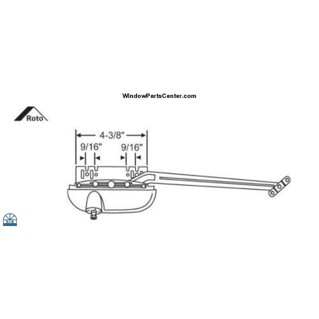Known Part Number: 36-484AD, 36-484BEW, 36-484EW, 36-484WS1061 - Roto North America, Interlock, Made in New Zealand. 10 Inch Awning Operator Straight Arm 
