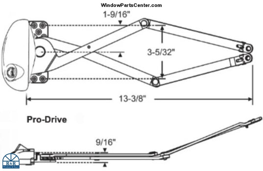 S1062 Roto X Drive and Pro Drive Awning Window Operator - For Vinyl Wi ...