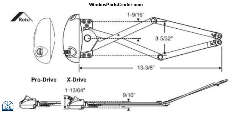 S1062 Roto X Drive and Pro Drive Awning Window Operator - For Vinyl Window Known Part Number: OP06-1507,OP05-2018, OP05-2017, OP06-7542-08, 203812, OP05-2044, OP05-2046, OP05-2047, OP05-2045, OP06-7546-26 PL1, 