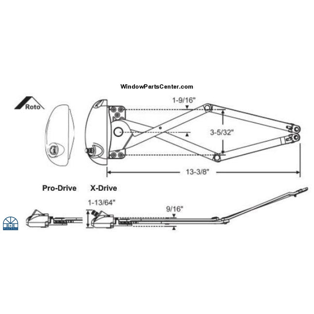 S1062 Roto X Drive and Pro Drive Awning Window Operator - For Vinyl Window Known Part Number: OP06-1507,OP05-2018, OP05-2017, OP06-7542-08, 203812, OP05-2044, OP05-2046, OP05-2047, OP05-2045, OP06-7546-26 PL1, 