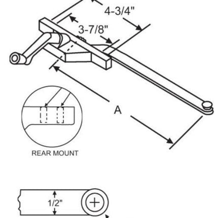 S1064 - Amesbury Truth Single Arm Casement Operator - Rear Mount. Part number S1064, S36-388-9, 36-439-3, 36-440-3, 36-339-936-444-3.
