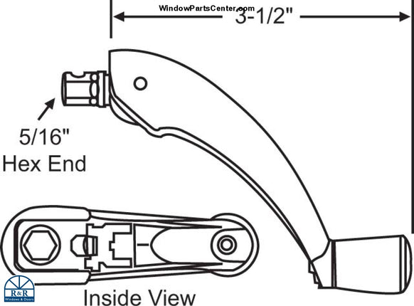 S1066 - FOLDING HANDLE FOR ROTO PRO DRIVE OPERATORS 5/16IN HEX END OP05 Known Part Number: OP05-7800-00, OP05-7810-00, OP05-7811-00, Wi21195-