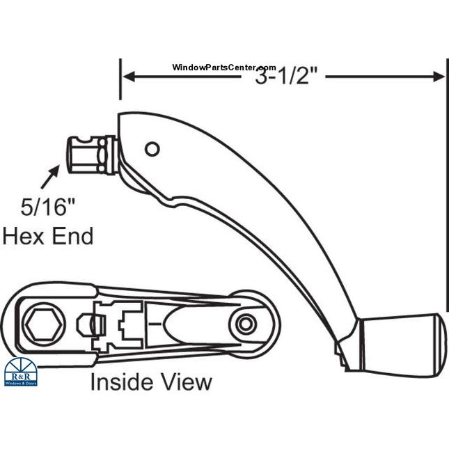 S1066 - FOLDING HANDLE FOR ROTO PRO DRIVE OPERATORS 5/16IN HEX END OP05 Known Part Number: OP05-7800-00, OP05-7810-00, OP05-7811-00, Wi21195-