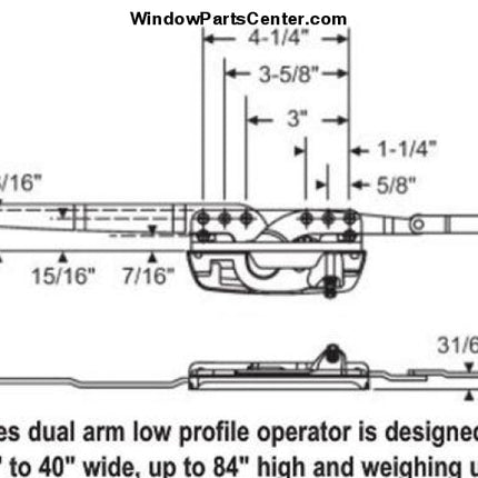 S1067 Amesbury Truth Encore Casement Dual Arm Low Profile Operator Left Window Parts