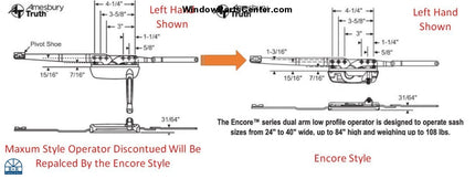 S1067 Amesbury Truth Maxim Dlx Casement Dual Arm Low Profile Operator Window Parts