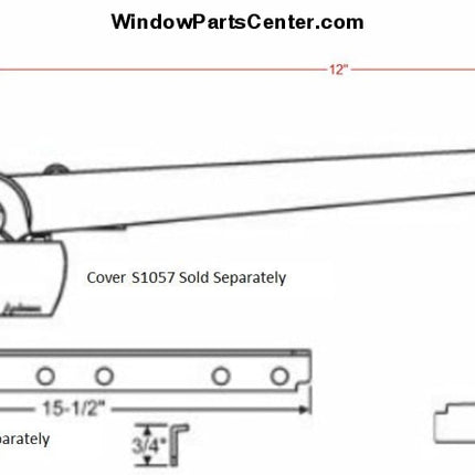 S1070  Andersen Casement Straight Arm Crank 400 Series - 12 Inch Arm. Anderson 400 Series Casement Operator