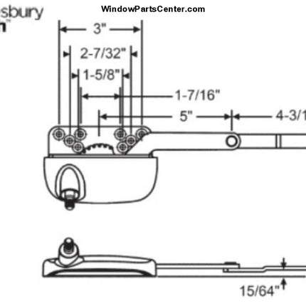 S1082 Amesbury Truth Casement Dyad Operator Link Offset Up 15/64 Inch Window Parts