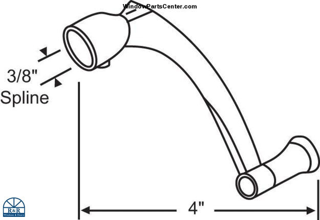 S1085 - Pella Crank Handle for Architect Designer 1992 to 1999 Original Pella 1991 to 1993  3/8 Inch Spline