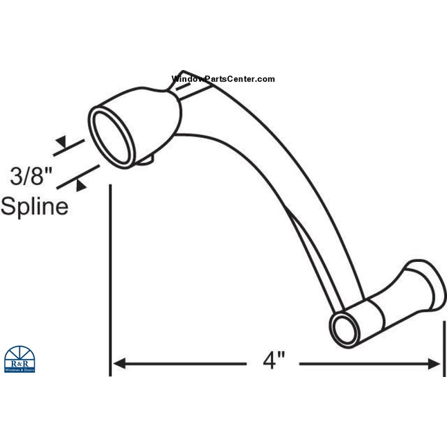 S1085 - Pella Crank Handle for Architect Designer 1992 to 1999 Original Pella 1991 to 1993  3/8 Inch Spline