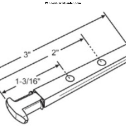 S1087 - T Head Pivot Bar 3 Inch Long For Double Hung Windows 2 Pack Double Hung