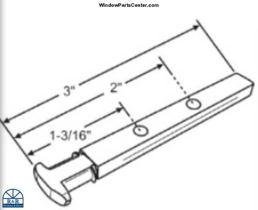 S1087 - T Head Pivot Bar 3 Inch Long For Double Hung Windows 2 Pack Double Hung