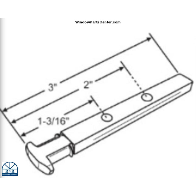 S1087 - T Head Pivot Bar 3 Inch Long For Double Hung Windows 2 Pack Double Hung