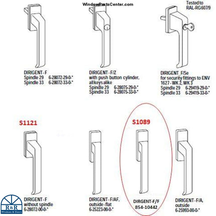 S1089 Gu Window Handle Dirigent F/f Low Profile Flat Without Spindle 6-25223-00-0 Tilt And Turn Turn