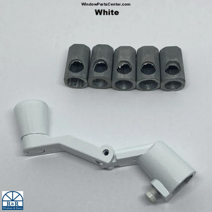 S1092 Fit All Universal Folding Casement and Awning Handle Kit Includes 5 Adapters. Color White, Part Number 37-165u-3  UPC: 715384124432fit spline sizes:  11/32 Inch, 5/16 Inch, 3/8 Inch, 9/32 Inch and 3/8 Inch.