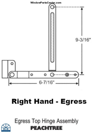 S1097 Peachtree Top Casement Hinge Assembly Right Hand / Egress Window Parts