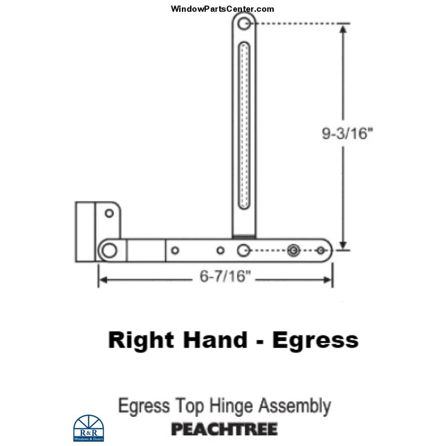S1097 Peachtree Top Casement Hinge Assembly Right Hand / Egress Window Parts