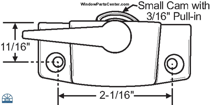 S1101 - Sweep And Sash Window Lock 2 1/16 Inch Center Screw Holes Lock