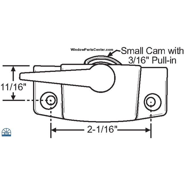 S1101 - Sweep And Sash Window Lock 2 1/16 Inch Center Screw Holes Lock