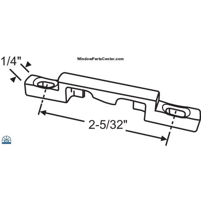  Sash Lock Keeper Top Mounted  2-5/32 Inch Center to center Screw Holes