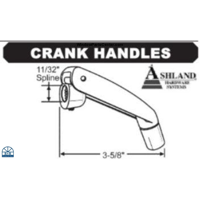 S1104 - Ashland Operator Crank Handle 11/32 Inch Spline Casement Window Parts
