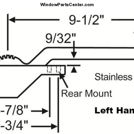 S1119 Amesbury Truth Single Arm Casement Operator Rear Mount Stainless Steel Roller Left Hand / 9