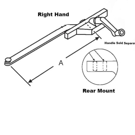 S1119 Amesbury Truth Single Arm Casement Operator Rear Mount Stainless Steel Roller Right Hand / 7