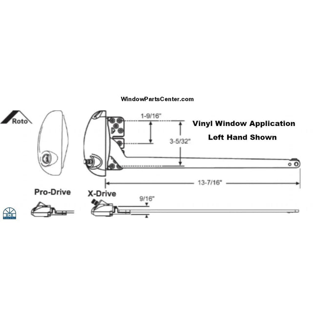 S1124 Roto X Drive And Pro 13-1/2 Inch Single Straight Arm Operator For Vinyl Casement Windows