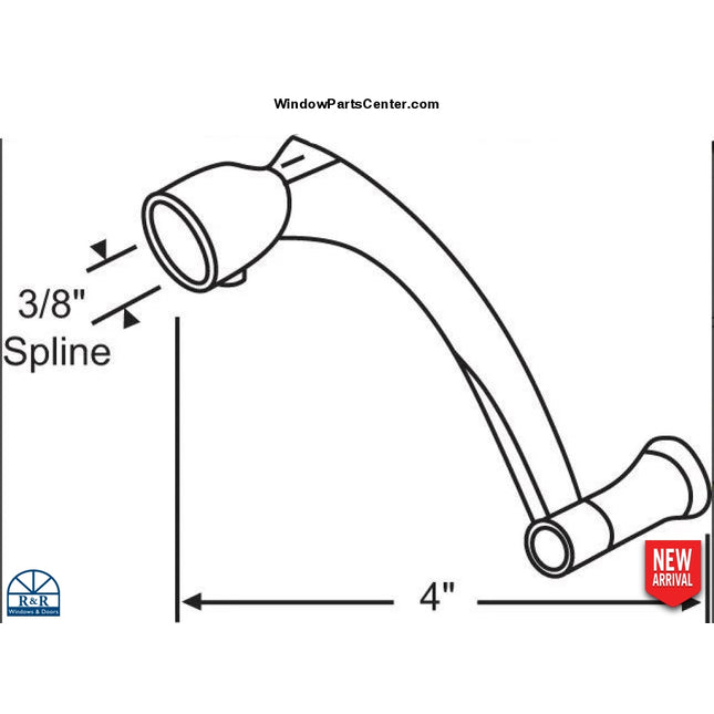 S1124 - Pella Architect Designers Vintage 1992-1999 3/8 inch Spline Crank Operator Handle Color: White, Champagne, Copperate, Bright Brass