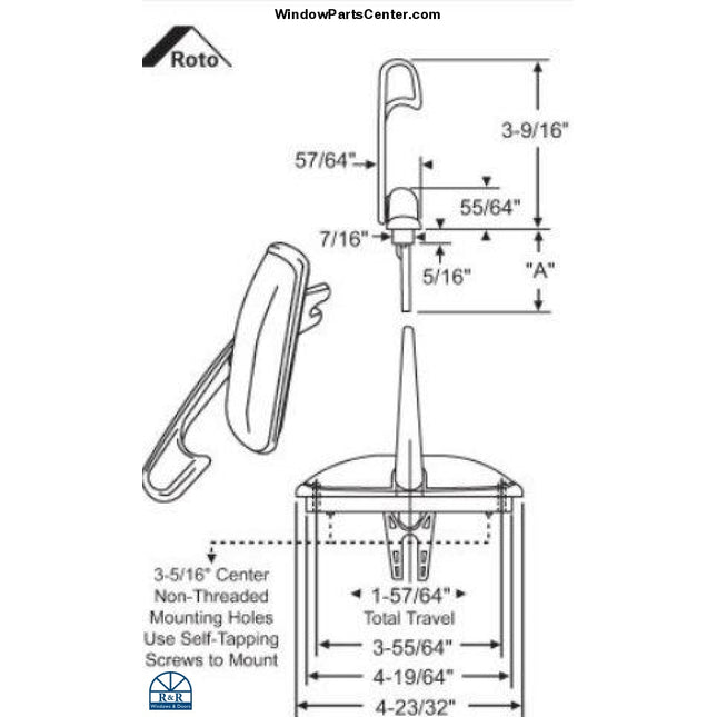 S2009 Roto-Frank Multi Point Window Locking Handle Known Part Number:  OP05-7520-00