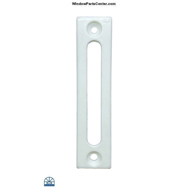 S2018 Lock Bar Guide Vinyl Casement and Awning Window Vinyl Lock Bar Guide for Vinyl Casement and Awning Window (sliding lock guards). For multipoint window lock Known to have been used on: Vinyl Windows, PGT, SuperSeal, Hurd and more. Known Part Number: 39-265 Roto Lock bar Guide White Plastic part for casement window lock.