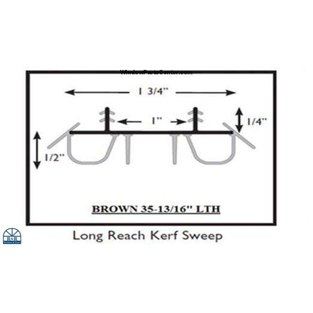 S3001 Therma Tru Door Sweep Long Reach Kerf Sweep Color Brown. Length 35 13/16 inch