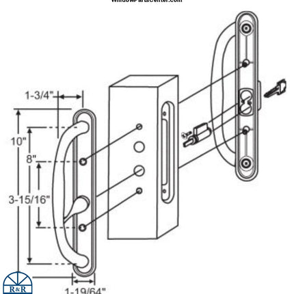 S3010 -Truth - Olympus Offset Latch Handle Set For Sliding Patio Doors